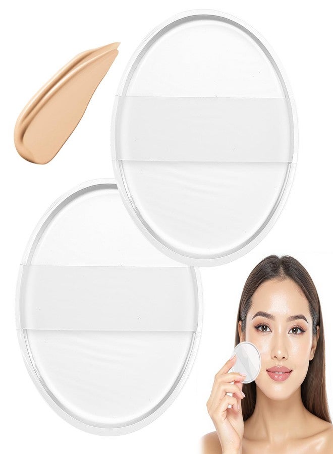 Ajcotahm 2Pcs Silicone Makeup Sponge, Clear Round Powder Puff Washable Makeup Applicator for Women Girls Non-Absorbent Cosmetic Beauty Sponge for Foundation, Concealer, Cream, Blush, Highlighter - Image 2
